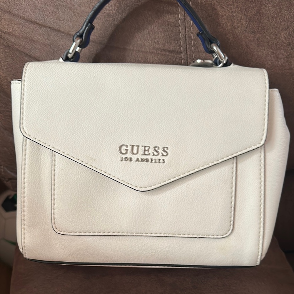 Guess White Mini Bag with Structured Design and Flap Closure